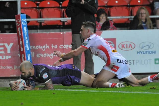 Luke Briscoe scored Rhinos' final try of the season in last week's defeat at St Helens. Picture by Steve Riding.