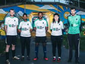 Holbeck Moor FC's players wearing The Square Ball logo. Pic: Lee Brown