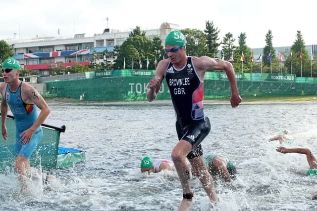 Great Britain's Jonathan Brownlee exits the water during the Men's Triathlon at the Odaiba Marine Park on the third day of the Tokyo 2020 Olympic Games in Japan. (Picture: Martin Rickett/PA Wire.)