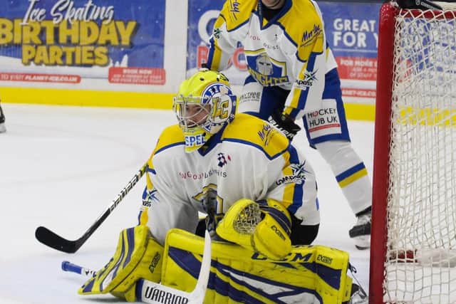 TOP MAN: Goaltender Sam Gospel has been in exceptional form so far this season for Leeds Knights Picture courtesy of Kat Medcroft/Swindon Wildcats