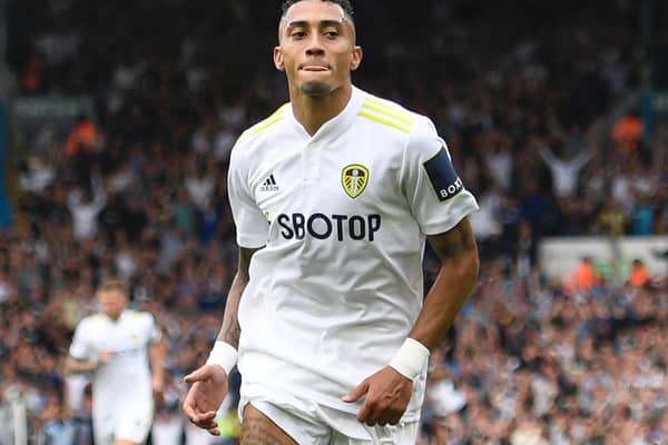 Leeds United winger Raphinha. Photo by OLI SCARFF/AFP via Getty Images.