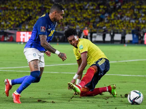 Leeds United winger Raphinha in action for Brazil. Pic: Getty