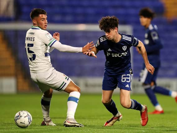 YOUNG PROSPECT - Archie Gray of the Leeds United academy in action against Tranmere in the EFL Trophy earlier this season. Pic: Getty