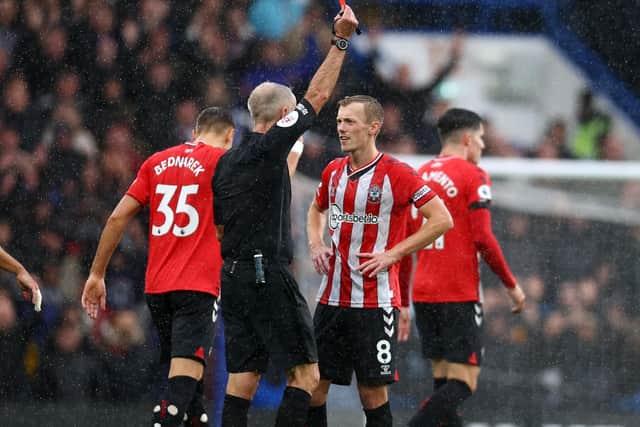 Southampton's James Ward-Prowse is sent off against Chelsea. Pic: Getty