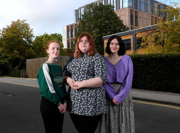 Students have started a group called the Suicide Prevention Society, at Leeds University.. Pictured from the left are Edwina O'Connor, Megan Suckling and Alex Simpson-Ayter.
Pic: Simon Hulme