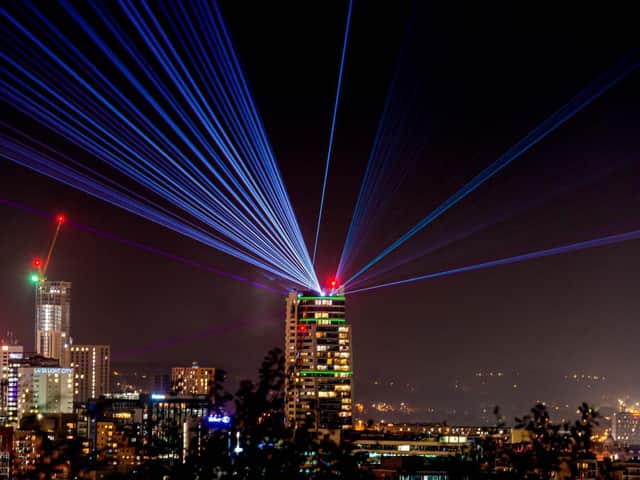 Lasers at Light Night in Leeds. Picture: LEEDS 2023.