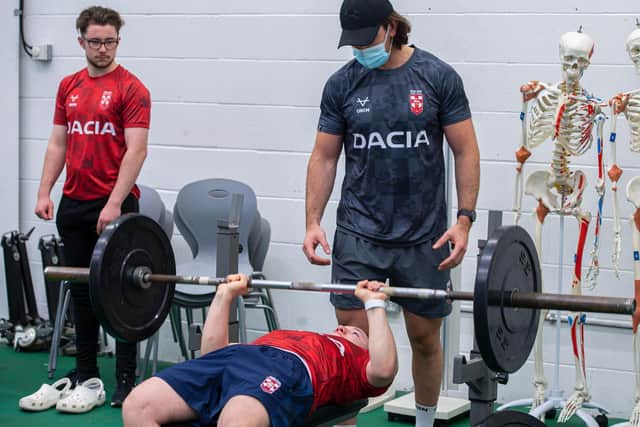 Players from England's wheelchair rugby league squad have undergone testing at the Carnegie School of Sport. Picture c/o Leeds Beckett University.