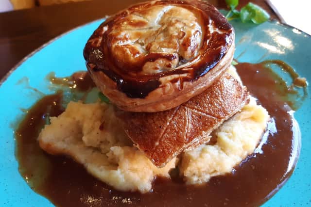 Slow-cooked pork belly in cider.