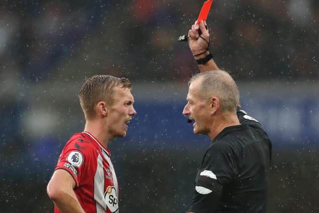 Southampton's influential playmaker James Ward-Prowse will miss the game against Leeds United after being shown a red card by Martin Atkinson in the Saints' 3-1 defeat to Chelsea. Picture: James Williamson/Getty Images.