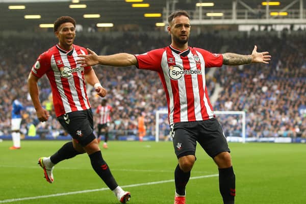 NEW FAVOURITE: Southampton striker Adam Armstrong, right, is now market leader to score first in Saturday's Premier League clash against Leeds United at St Mary's for which Che Adams, left, is injured. Photo by Chris Brunskill/Getty Images.