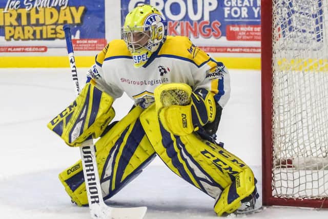 REST EASY: Sam Gospel has been an ever-present for Leeds Knights this season. Picture courtesy of Kat Medcroft/Swindon Wildcats