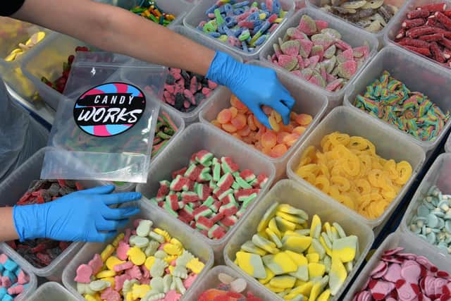 The sweets being packed at Candy Works. Photo: Jonathan Gawthorpe