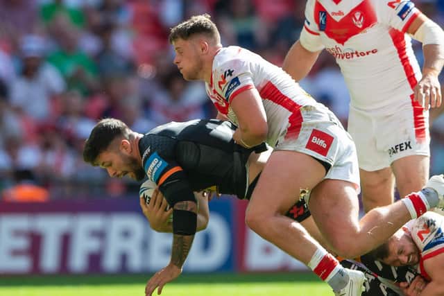 Castleford Tigers' Alex Foster in action against St Helens in the 2021 Betfred Challenge Cup final at Wembley (Allan McKenzie/SWpix.com)