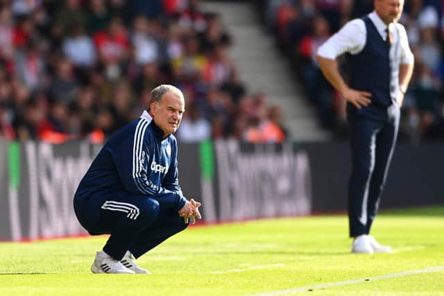NO EXCUSE: From Leeds United head coach Marcelo Bielsa, left, pictured during Saturday's 1-0 defeat against Southampton at St Mary's as Saints boss Ralph Hasenhuttl, right, looks on. Photo by Alex Davidson/Getty Images.
