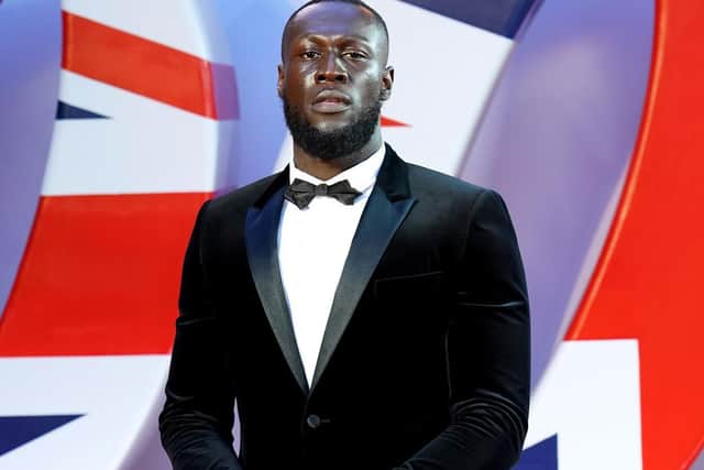 Stormzy attending the World Premiere of No Time To Die, at the Royal Albert Hall in London (Photo: PA Wire/Ian West)