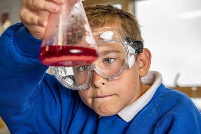 Captivating chemicals  - a year 6 student at Morley Newlands during a science lab lesson.
