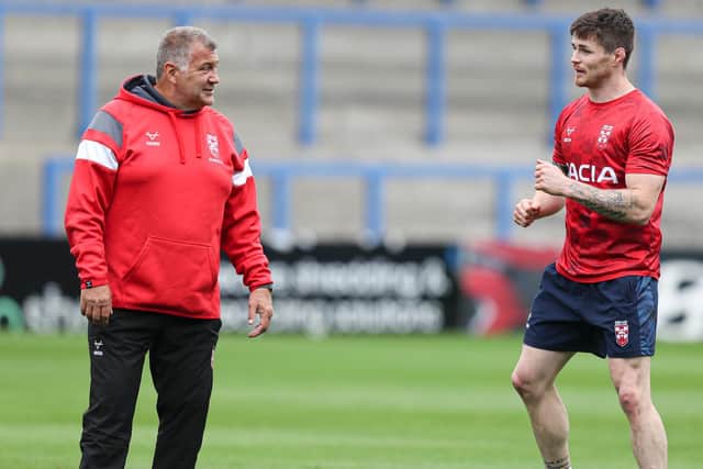 England coach Shaun Wane and new captain John Bateman (Paul Currie/SWPIX)