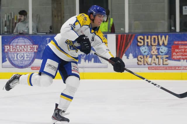MOVING ON UP: Cole Shudra has impressed for Leeds Knights under coach Dave Whistle this season.
Picture courtesy of Kat Medcroft/Swindon Wildcats