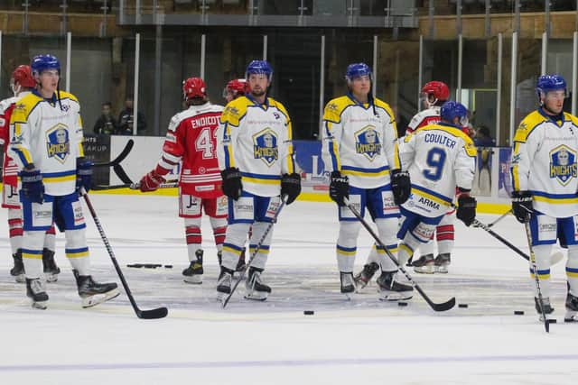 Leeds Knights players (from left) Jordan Griffin, Bobby Streetly Cole Shudra and Ben Solder 

Picture courtesy of Kat Medcroft/Swindon Wildcats