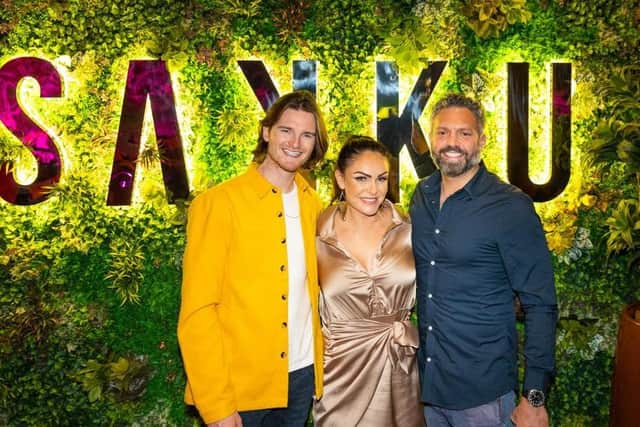 Daniel Mckee, Marilyse Corrigan and Matthew Jameson and joined dozens of Leeds celebrities and influencers at Sakku's launch party