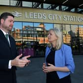 Shadow Transport Secretary Jim McMahon joined West Yorkshire mayor Tracy Brabin at Leeds Railway Station to vocalise their continued support for the HS2 plan. Picture: Jonathan Gawthorpe.