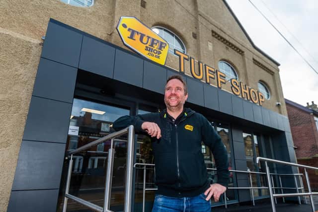 Tim Banks, 43, launched TuffShop from a humble one-bedroom flat above a chemist after being made redundant 10 years ago (Photo: James Hardisty)