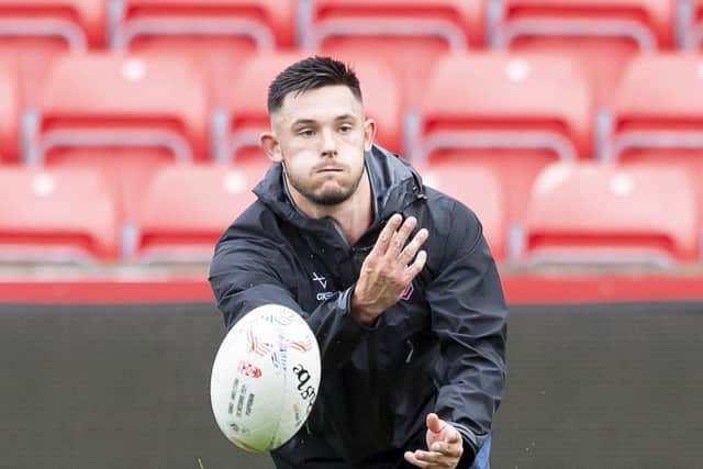Ready for international bow: Niall Evalds in England training this week. Picture: SWPix