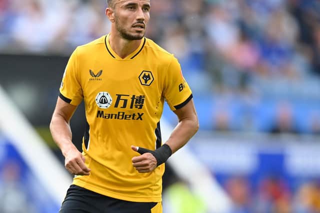 WHITES PLAN: Outlined by Wolves defender Romain Saiss, above, for Saturday's Premier League clash at Elland Road. Photo by Michael Regan/Getty Images.