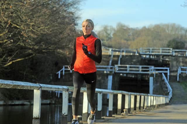 Leeds 800m runner and Commonwealth Games finalist Alexandra Bell training by the Leeds Liverpool canal at Apperley Bridge. (Picture: Tony Johnson)