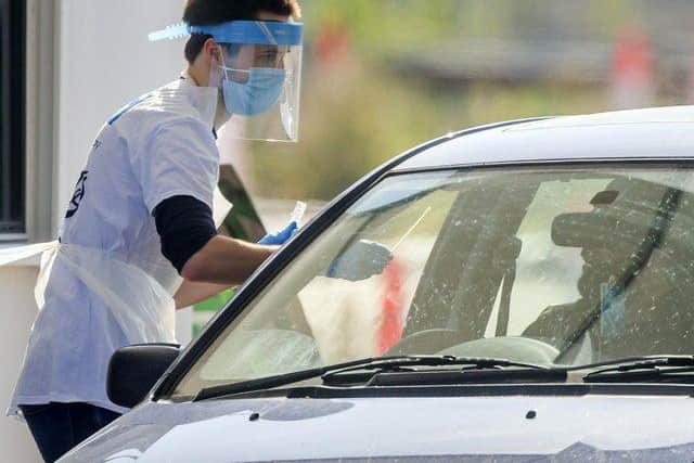 Samples are taken at a coronavirus testing facility in Temple Green Park and Ride, Leeds (Photo: Danny Lawson/PA Wire)