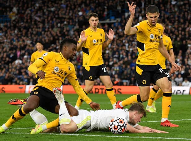 DISPUTED PENALTY - Wolves boss Bruno Lage felt the spot-kick won by Joe Gelhardt was 'very soft' as Leeds United rescued a point late on. Pic: Getty