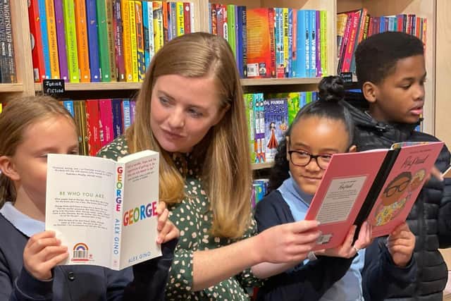 Ms Pickard and pupils from Chapel Allerton Primary School, who visited The Little Bookshop last week