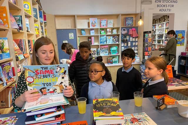 The children were encouraged to pick out the diverse books they want to see in their school