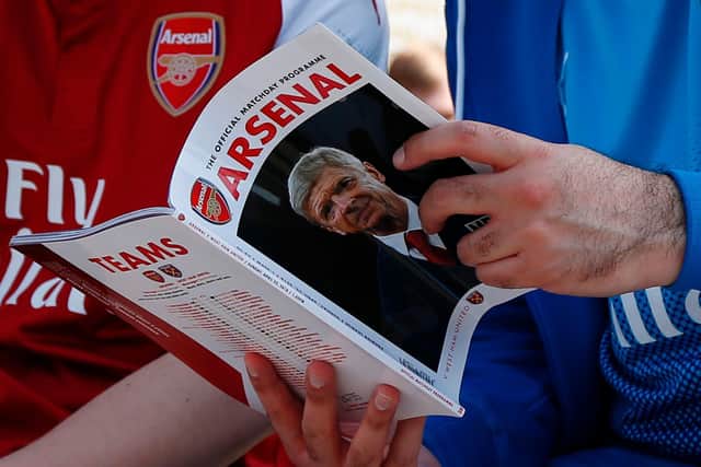 Arsenal matchday programme. Pic: Ian Kington/AFP for Getty.