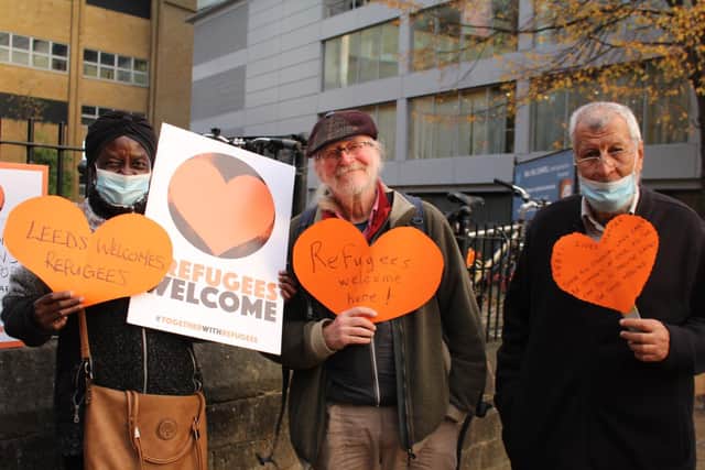 Citizens gathered together to make and share messages of welcome. Photo: Asylum Matters