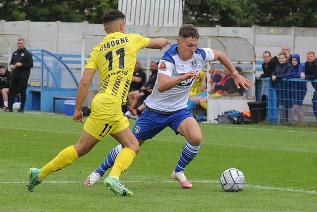 Guiseley's
Jacob Gratton had chances to break the deadlock at Chorley. Picture: Steve Riding.
