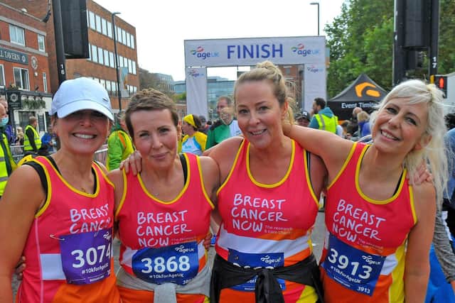 Hayley Foster, Fiona Helmsley, Tina Birkenshaw and Aideen Fox tackled the Abbey Dash in aid of Breast Cancer Now. Picture: Steve Riding