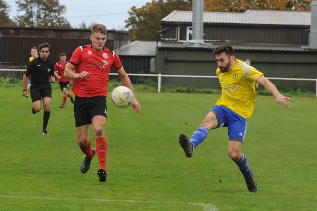 Laurie Power shoots for Horsforth St Margaret's against Knarsborough Town. Picture: Steve Riding.