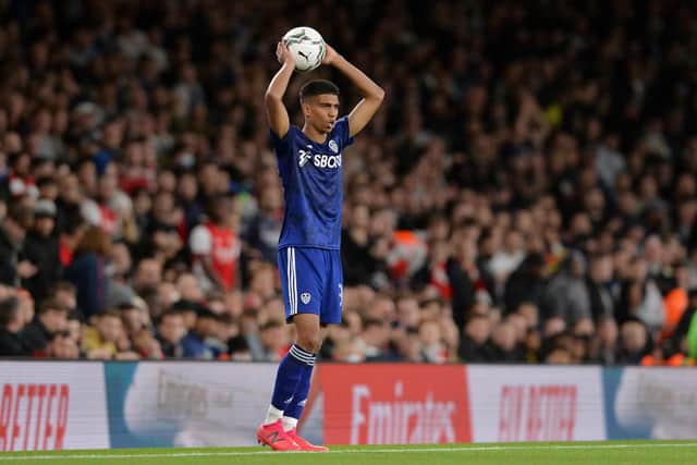 SENIOR BOW - Cody Drameh finally made his Leeds United debut against Arsenal in the Carabao Cup and looked the part, with help from veterans. Pic: Bruce Rollinson