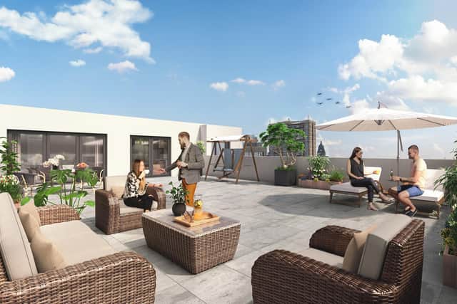 A CGI of The Residence terrace in Kirkstall Road.