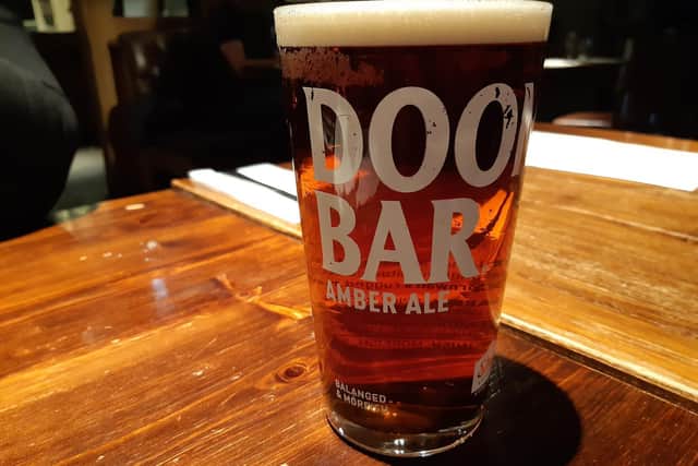 A pint of Doom Bar at the Calverley Arms.