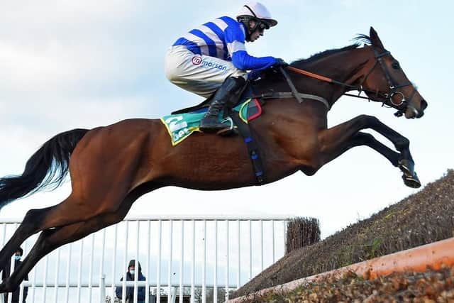 This was Cyrname and Harry Cobden soaring clear to win last year's Charlie Hall Chase at Wetherby. Photo: Great British Racing.