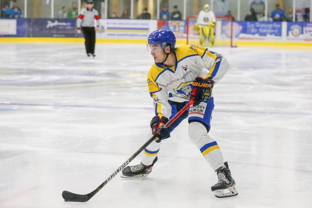 Leeds Knights Brandon Whistle fired two goals on Saturday night, but it couldn't prevent a 5-3 defeat to Raiders. Picture:
Andy Bourke/Podium Prints