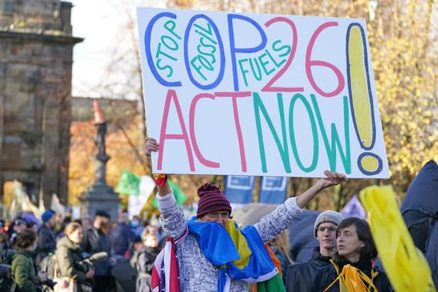 Campaigners arriving at Glasgow Green on October 30, to raise awareness of the climate crisis and demand a fair deal at COP26. Picture: PA Wire.