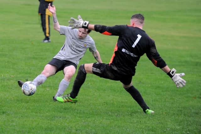 Maximillian Ballard shoots wide for North Leodis against Kippax Sundays during last weekend's Leeds Combination League Division 1 encounter. Picture: Steve Riding.