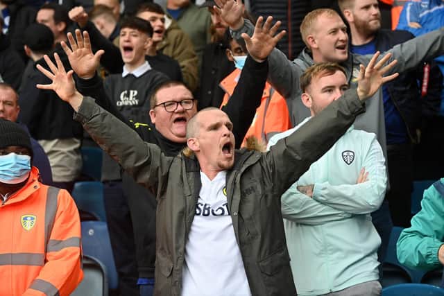 Leeds United fans at Elland Road. Pic: Bruce Rollinson.