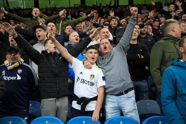 Leeds United fans in full voice at Elland Road. Pic: Alex Pantling.