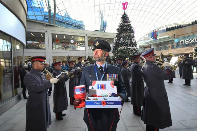 Gus Cunningham from RAF Leeming is pictured at the Trinity Leeds shopping centre.
Photo: Simon Hulme