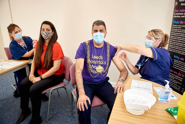 Lord Mayor and Cllr Arif receiving their flu jab.
PIC: Leeds Council