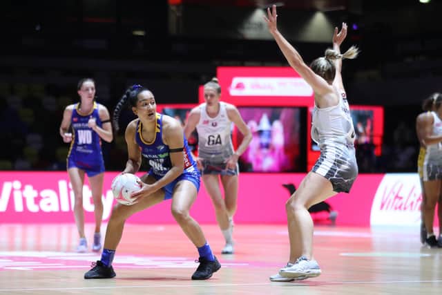 Leeds Rhinos Netball's Brie Grierson in action during this year's Vitality Netball Superleague semi-final match with Loughborough Lightning. Picture: Morgan Harlow/Getty Images.